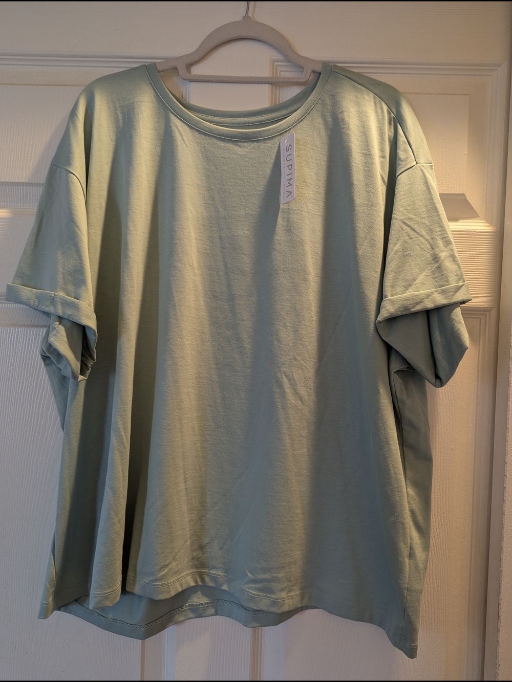 Lands' End Women's Plus Size Short-Sleeve Tee in Light Sage